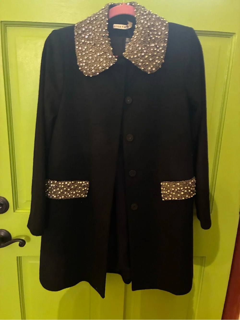 Alice + Olivia Iris Embellished Wool and Cashmere Blend Coat